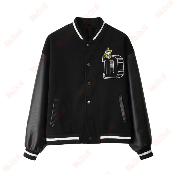 stand collar black bomber jackets